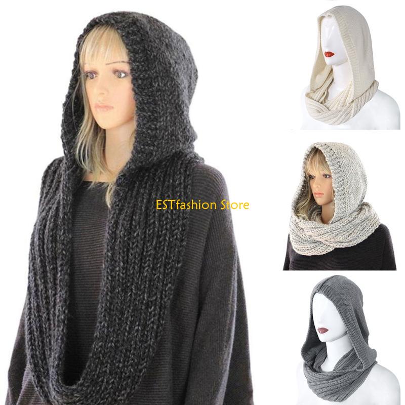 Infinity Scarf Knit - Y5GC женский зимний вязаный капюшон для