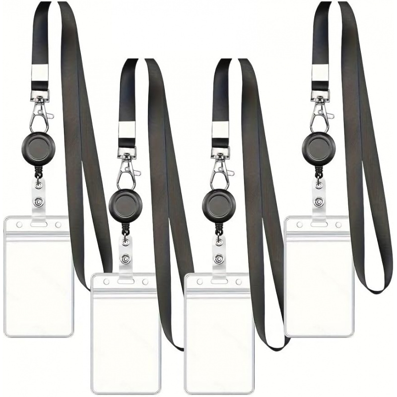 Набор из 4 черных выдвижных де – обзор и цена Lanyard Badge Holder